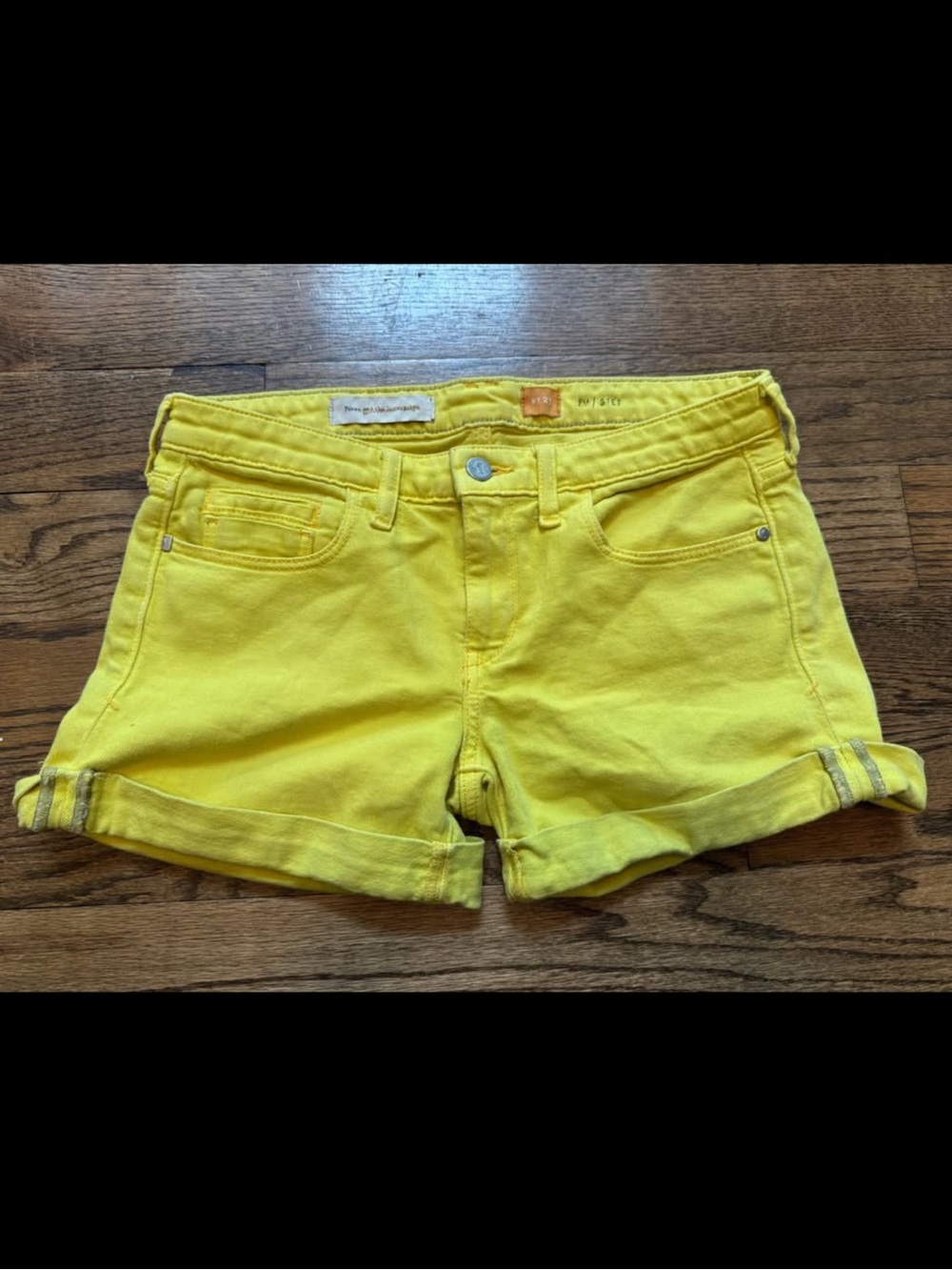 Pilcro & the Letterpress No. 27 Yellow Denim Shorts Size 27 Anthropologie Cuffed
